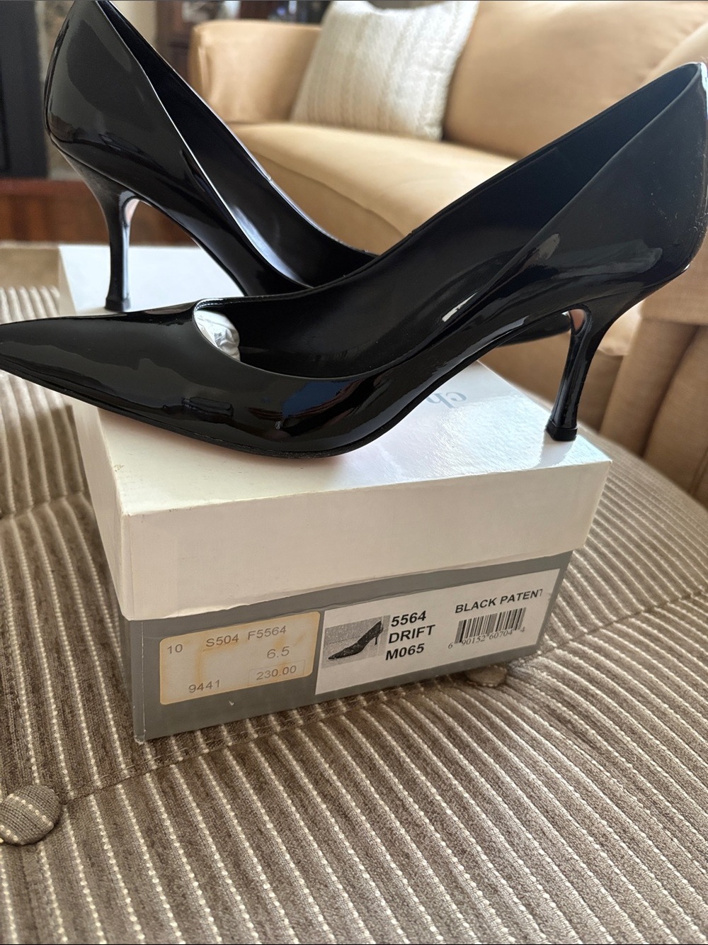 Charles David Black Patent Pointed-Toe Pumps
